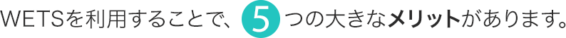 WETSを利用することで、5つの大きなメリットがあります。